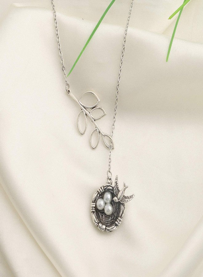 ميوسبارك قلادة عش طائر من MYOSPARK مع 3 بيضات، قلادة على شكل حرف Y، هدية مجوهرات عائلية للأم والجدة (قلادة عش طائر على شكل حرف Y) - Image 2