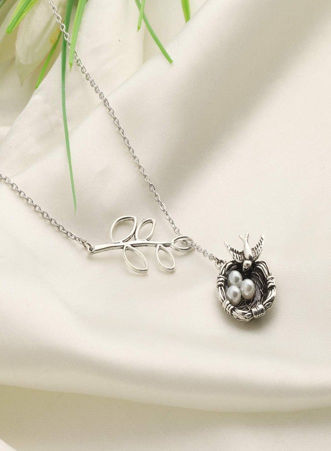 ميوسبارك قلادة عش طائر من MYOSPARK مع 3 بيضات، قلادة على شكل حرف Y، هدية مجوهرات عائلية للأم والجدة (قلادة عش طائر على شكل حرف Y) - Image 3