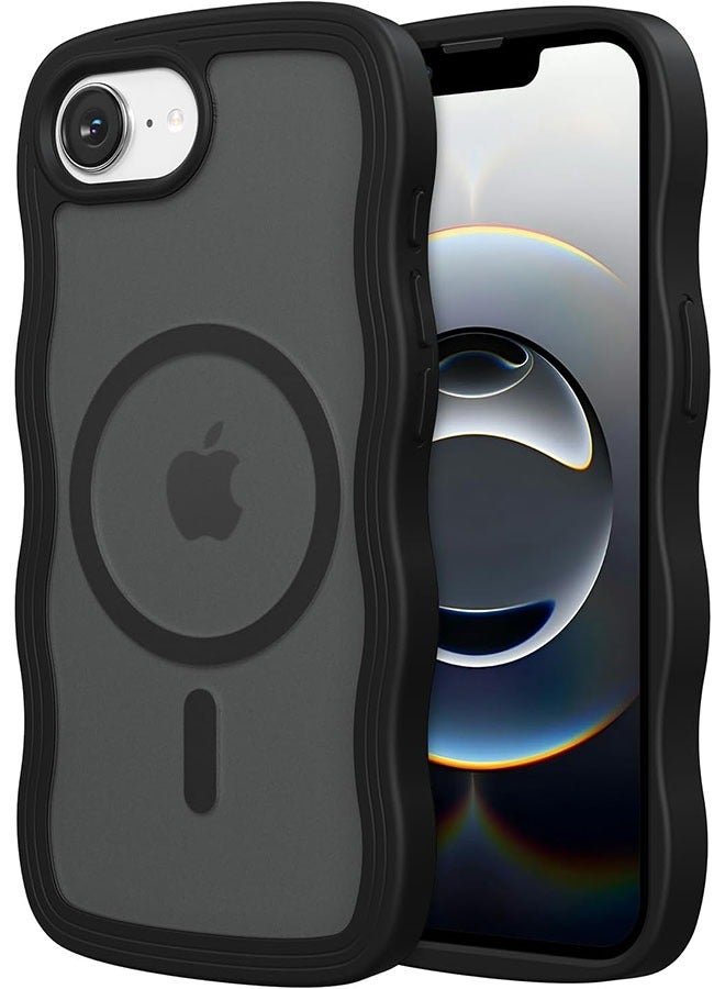 Geustos for iPhone 16e 6.1-Inch Case, Upgraded [Full Camera Protection] [Compatible with MagSafe] Cute Wave Translucent Matte Phone Case , Black  - Image 1
