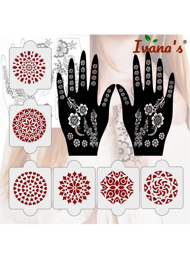 ivana's Pack Of 8 Pcs (2 Pcs Heena Stencil Tatto + 6 Pcs Laser Cut Pvc Reusable Heena Stencils), Heena Mehandi Sticker, Mehandi Stickers For Full Hand For Women, Girls And Kids, Easy To Apply, Ivh-26 - Image 5