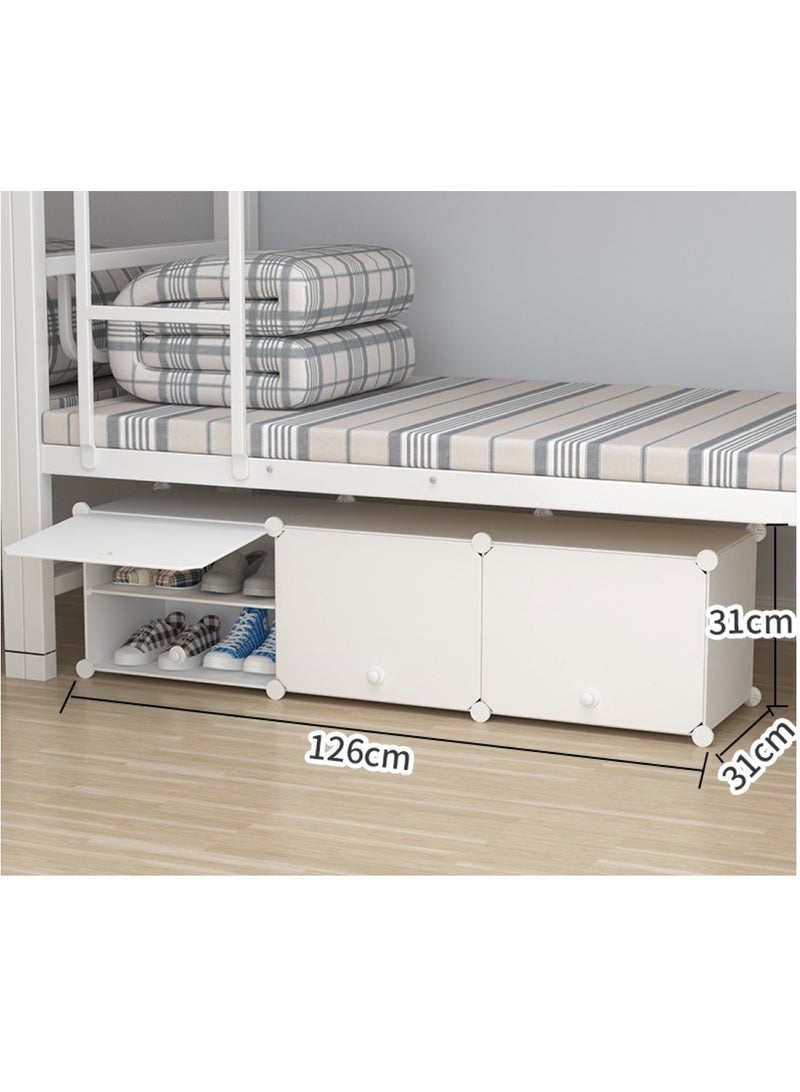 XiuWoo Diy Portable Under Bed Plastic Shoe Rack Cabinet With Doors Modular 126X31X31 Cm 6 Shelves 12 Pairs Of Shoe - Image 2
