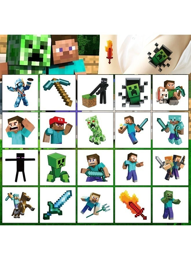 MINECRAFT 40pcs Minecraft Tattoos Party Favors Bundle Perforated Individual 5x5cm Minecraft Temporary Tattoos for Kids Boys Girls Minecraft Party Supplies - Image 2