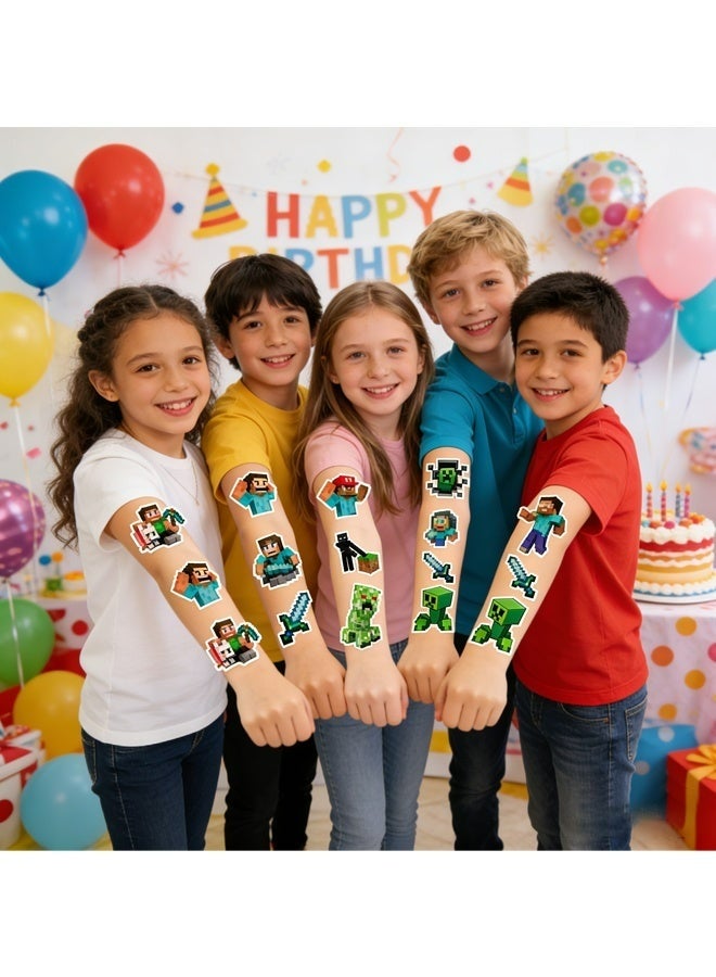 MINECRAFT 40pcs Minecraft Tattoos Party Favors Bundle Perforated Individual 5x5cm Minecraft Temporary Tattoos for Kids Boys Girls Minecraft Party Supplies - Image 5
