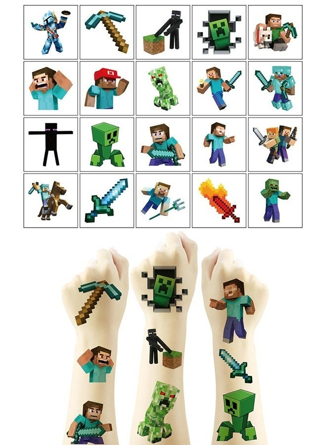 MINECRAFT 40pcs Minecraft Tattoos Party Favors Bundle Perforated Individual 5x5cm Minecraft Temporary Tattoos for Kids Boys Girls Minecraft Party Supplies - Image 3