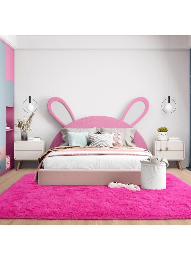 Noahas Fluffy Bedroom Rug Plush Fuzzy Rugs for Kids Room Living Room, Soft Shaggy Nursery Rug Furry Floor Carpet Modern Indoor Bedroom Decor Cute Boys Girls Room Rug, 2x3 Feet, Hot Pink - Image 3