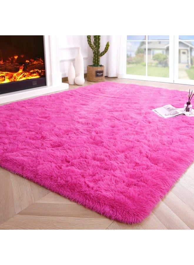 Noahas Fluffy Bedroom Rug Plush Fuzzy Rugs for Kids Room Living Room, Soft Shaggy Nursery Rug Furry Floor Carpet Modern Indoor Bedroom Decor Cute Boys Girls Room Rug, 2x3 Feet, Hot Pink - Image 2