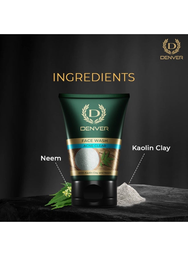 DENVER Acne Clear Face Wash - 100GM | Remove Acne & Lighten Dark Spots Face Gel for Men | Suitable for Oily Skin | All Skin Type - Image 5