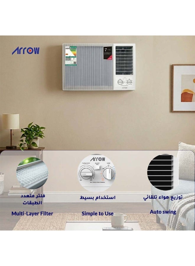 Arrow 2 Ton Window high cooling Air Conditioner, and energy-efficient technology, Mechanical Controls, 100% Copper, Golden Fin , Back Grill Protection, White Color with 7 years compressor warranty | 20100 BTU Cooling only Model Name: RO-24WCHC. - Image 5