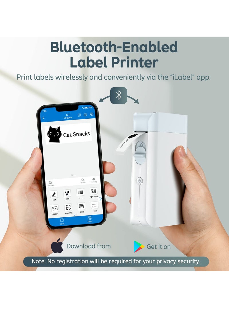 Label Maker Machine with Tape Portable Mini Bluetooth WP9510 Lable Printer Rechargeable Thermal Label Printer Compatible with Android iOS Label Makers for Teacher Supplies Home Officea - Image 2