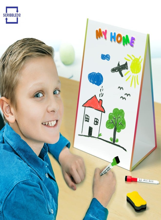Scribbledo Table Top White Board Magnetic Easel for Kids Dry Erase Drawing Board Toddler Writing Tabletop Whiteboard with 6 Dry Erase Markers and 1 Eraser Included - Image 3