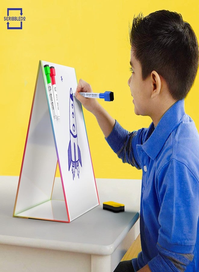 Scribbledo Table Top White Board Magnetic Easel for Kids Dry Erase Drawing Board Toddler Writing Tabletop Whiteboard with 6 Dry Erase Markers and 1 Eraser Included - Image 4