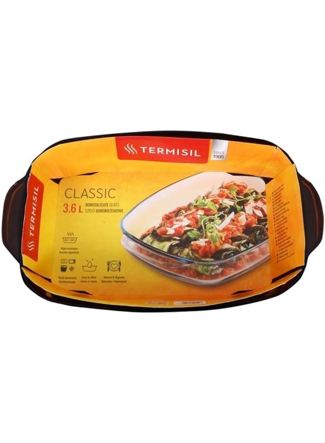 Termisil Borosilicate Glass Rectangular Ovenware Tray, 3.6 Liter Capacity, Brown - Image 1