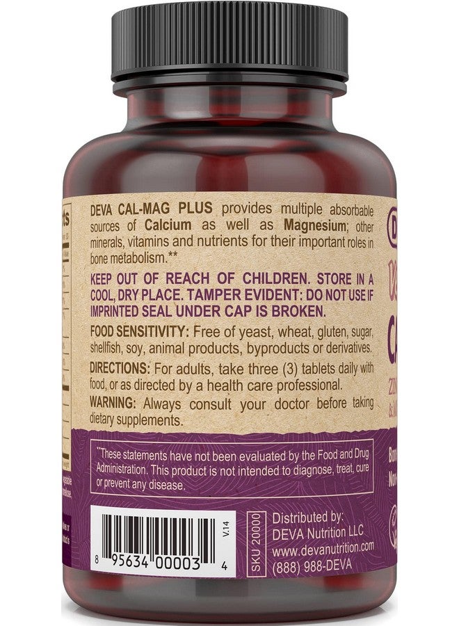 DEVA Vegan Calcium Magnesium Supplement Plus, Zinc, Vitamin C, Vitamin D, Vitamin K, Boron, Sugar Free & Gluten Free, 90-Tablets - Image 4