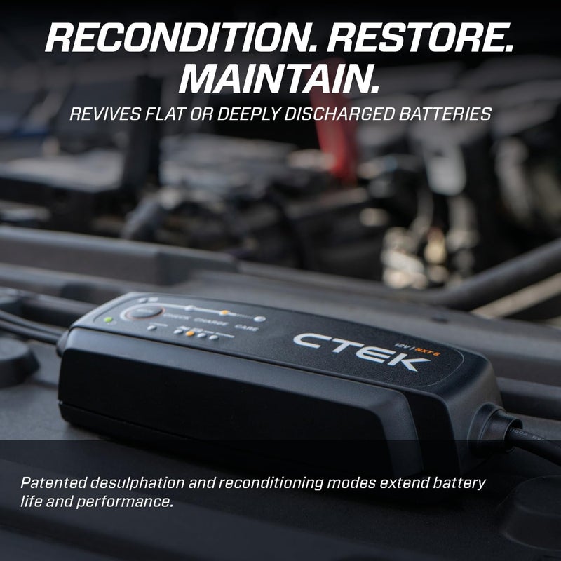 CTEK NXT 5 Smart Battery Charger 12V, 5A - Compatible with Lead Acid and Lithium Batteries - Image 4