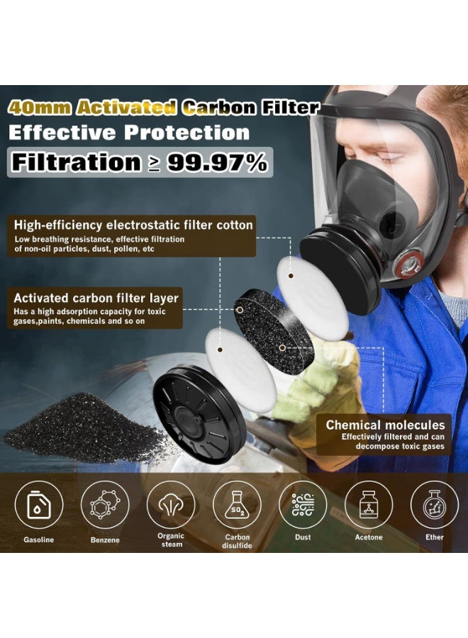 LMINHAN Full-face respirator, reusable chemical respirator, equipped with 8 filters and goggles, suitable for paint spraying and gas protection. - Image 4