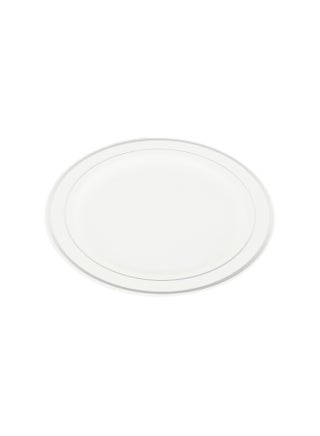 7.5 x 7.5 Inch Disposable White Plates, 100 With Silver Trim Plastic Dinner Plates - Round, Unique Design, White Plastic Disposable Party Plates, For Weddings Or Events - pzsku/Z0BD4B0C2EF3D36C04A9CZ/45/1748264360/eb16a5e7-7067-468c-9664-a25221bea6b2