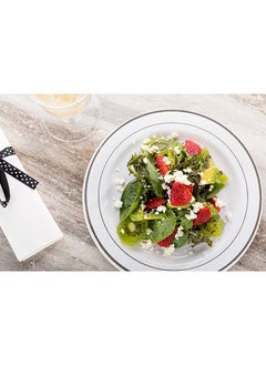 Restaurantware Restaurantware-7.5 x 7.5 Inch Disposable White Plates, 100 With Silver Trim Plastic Dinner Plates - Round, Unique Design, White Plastic Disposable Party Plates, For Weddings Or Events  - Image 3