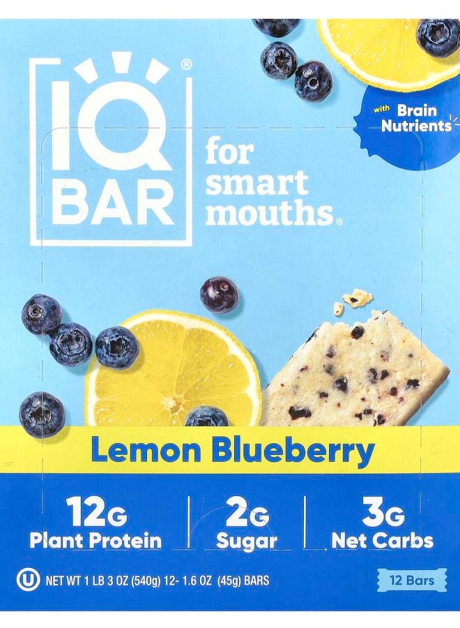 Plant Protein Bar Lemon Blueberry 12 Bars 1.6 oz (45 g) Each