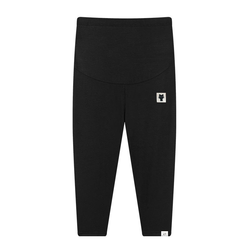 Maternity Support Mid-Length Pants Spring Autumn Elastic Capris T702# black kitten figure