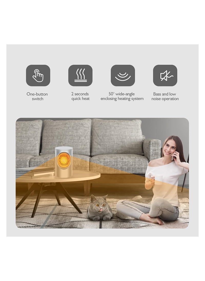 Generic - Portable Electric Heater for Home Office 400W Fast Heating Electric Heater with 50° Heat Distribution Angle, Low Noise Air Heating Fan - Image 1