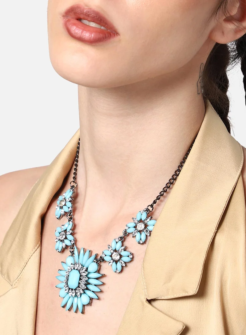 سوهي قلادة حجرية مصممة للحفلات مطلية بالذهب