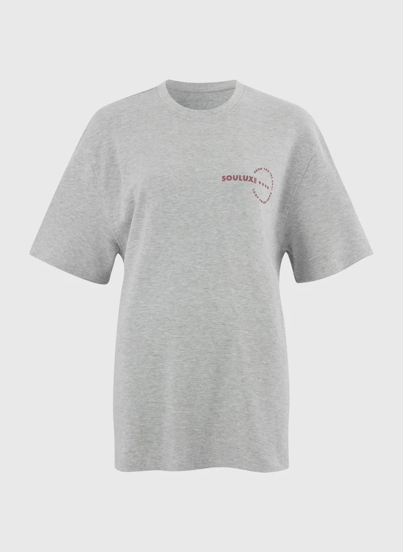 Matalan Souluxe Marl Grey Graphic T-Shirt