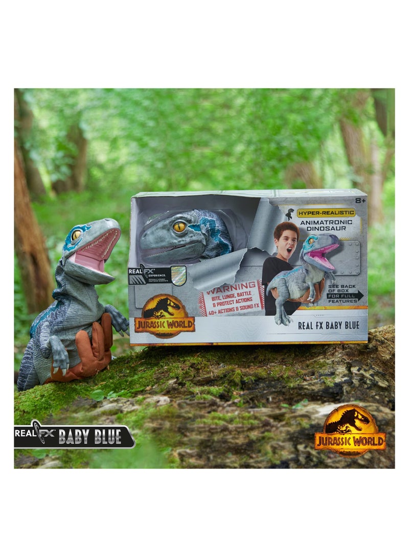 WOW! STUFF - Jurassic World REAL FX Baby Blue Dinosaur Toy | Hyper-Realistic Animatronic Dinosaur | Life-Like Movements and Real Movie Sounds | Jurassic World Dominion Official Toys | 8 + age - Image 5