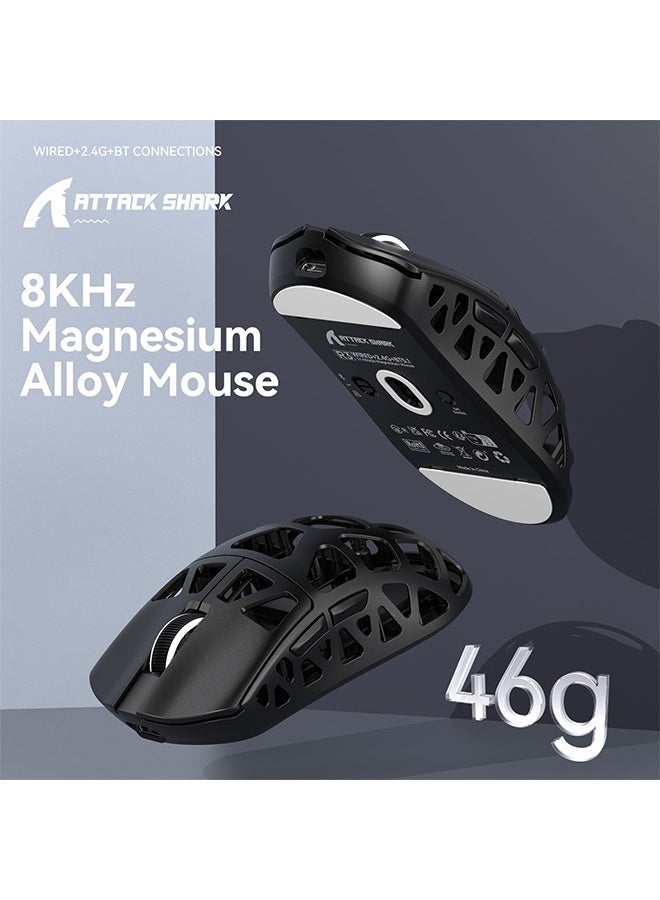 Attack Shark R3 Wireless Gaming Mouse,Mouse Wireless Gaming,PAW3395 26K DPI 8KHz Polling Rate,Magnesium Alloy 46g Ultralight, Programmable Tri-Mode BT/2.4G/Wired for PC/Laptop/Mac (Black) - Image 4