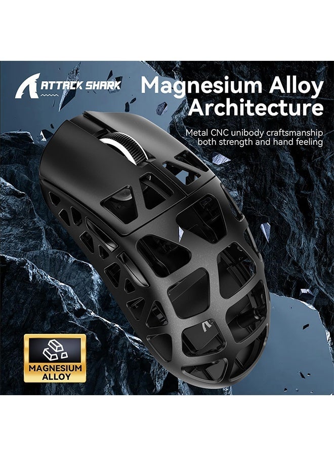 Attack Shark R3 Wireless Gaming Mouse,Mouse Wireless Gaming,PAW3395 26K DPI 8KHz Polling Rate,Magnesium Alloy 46g Ultralight, Programmable Tri-Mode BT/2.4G/Wired for PC/Laptop/Mac (Black) - Image 2