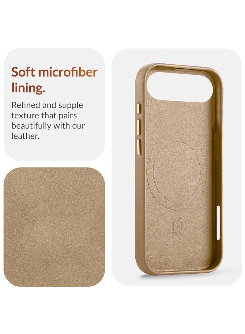 Wtech Apple iPhone 17 Air 5G 2025 Luxury Leather Magnetic Wireless Charging Case Original MagSafe Shockproof Case Cover (MCMPMN) - Gold - Image 2