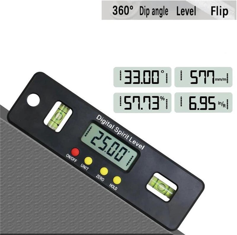 Digital Angle Finder, 100mm 150mm 200mm Digital Protractor Angle Finder Inclinometer Electronic Level Magnetic Bottom Bubble Tool,Angle Finder(100MM) - Image 3