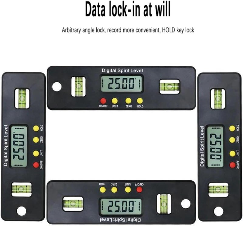 Digital Angle Finder, 100mm 150mm 200mm Digital Protractor Angle Finder Inclinometer Electronic Level Magnetic Bottom Bubble Tool,Angle Finder(100MM) - Image 2