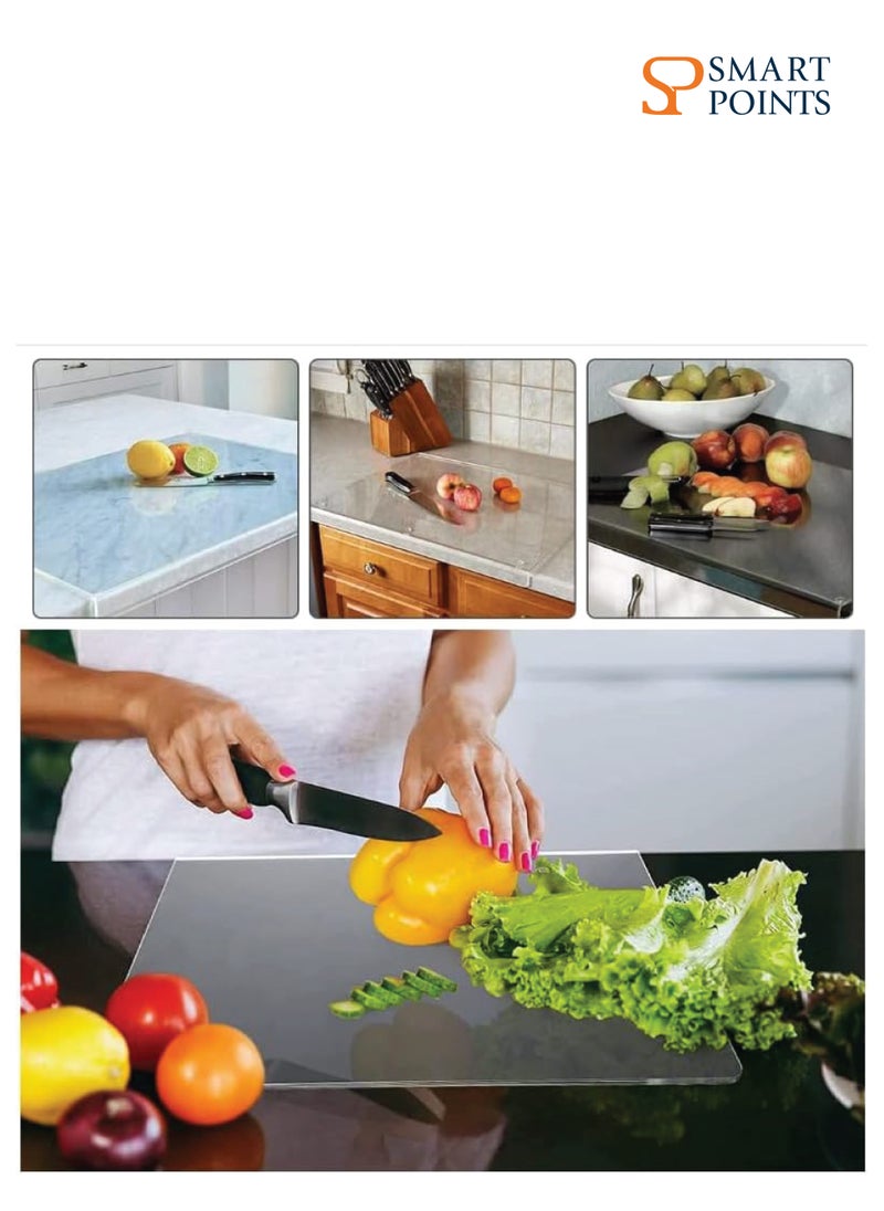 SMARTPOINTS Acrylic Cutting Boards for Kitchen Counter, Acrylic Anti-Slip Transparent Cutting Board, Clear Cutting Board, Suitable For Counter Countertop Protector Home Restaurant（18x14 in）  - Image 2