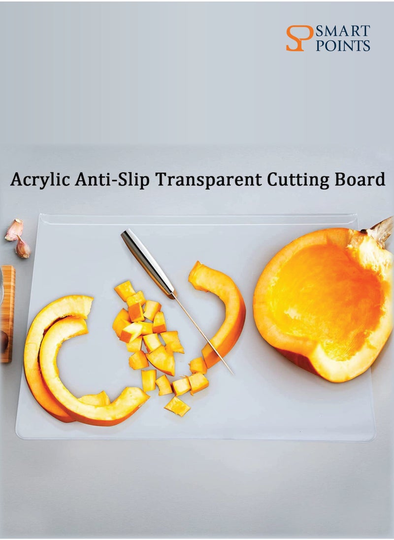 SMARTPOINTS Acrylic Cutting Boards for Kitchen Counter, Acrylic Anti-Slip Transparent Cutting Board, Clear Cutting Board, Suitable For Counter Countertop Protector Home Restaurant（18x14 in）  - Image 3