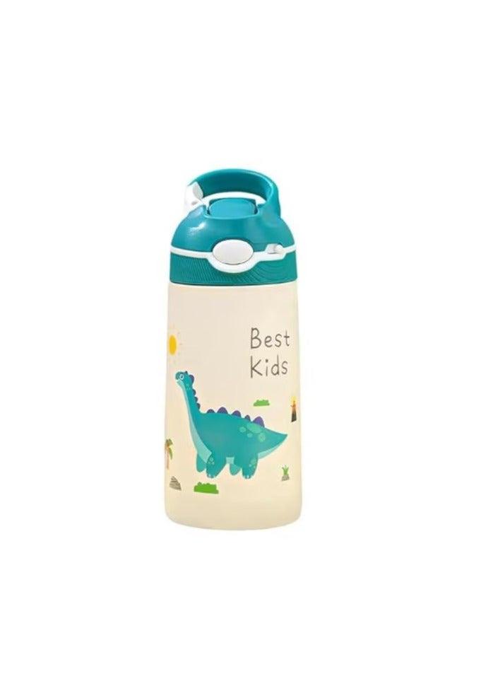 400ml Stainless Steel Water Bottle for Kids, Dinosaur Straws Water Bottle, Can Keep Cold Or Hot, Portable Leakproof BPA-Free Children's Drinking Bottle for School Outdoor Sports Travel - Image 1