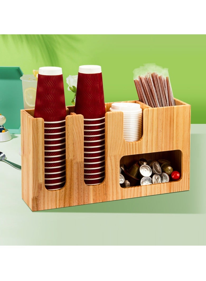 Beauenty Paper Cup and Lid Holder with Straw Organizer, Disposable Coffee Cup Dispenser for Countertop Coffee Bar Accessories Restaurant Breakroom - Image 2