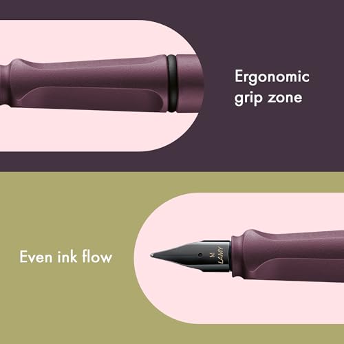 LAMY safari scarlet - Fountain Pen with ergonomic grip & polished steel nib in size F - ideal for any Writing & Calligraphy - including LAMY T 10 blue cartridge - Right-Handed - Image 2