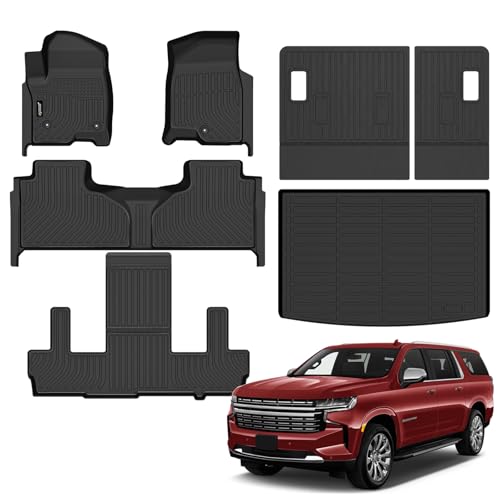Jenofa-for 2021-2026 Chevy Suburban/GMC Yukon XL/Cadillac Escalade ESV 7-Seater All Weather Floor Mats Automotive Car Mat Accessories (Floor Mats & Rear Seat Back Mats & Cargo Liner) - Image 1