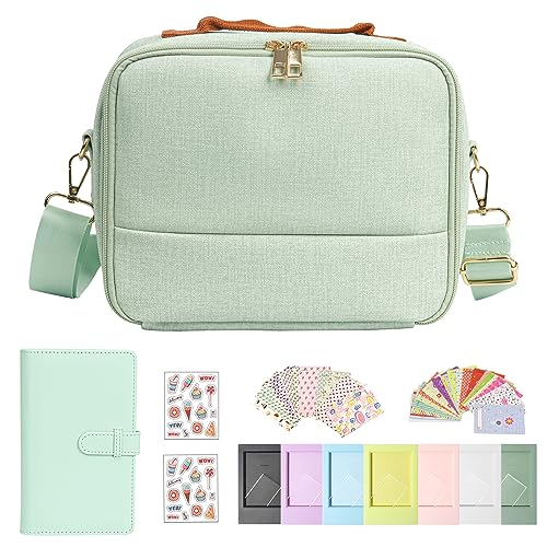 WOGOZAN Carrying Protective Bag for Fujifilm Instax Mini 12/11/99/9/EVO/40/90/Link2/Liplay Camera Universal digital camera Case with Shoulder Strap Accessories Bundle(Green) - Image 1