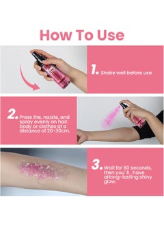 MEICOLY MEICOLY Rose Red Body Glitter Spray,100ML(3.53OZ),Glitter Hairspray,Sparkle Glitter Spray for Hair/Body/Clothes,Body Shimmer Spray for Skin,Lightweight,Long Lasting  - Image 1