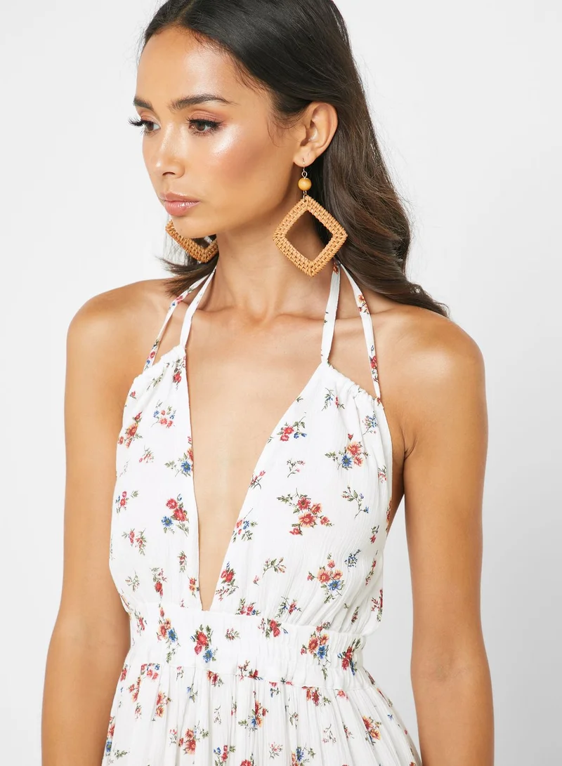 FOREVER 21 Floral Print Backless Dress