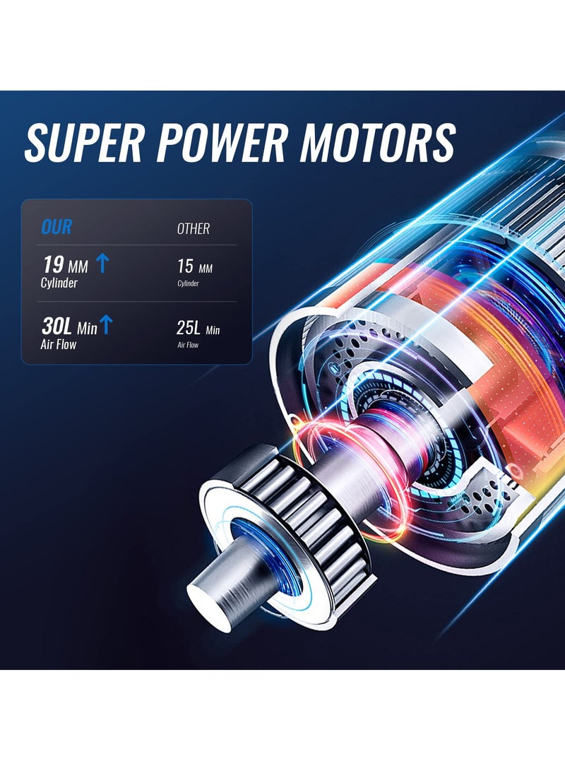 Air Compressor Portable Tyre Inflator 8000mAh Rechargeable Bike Pump Cordless Air Pump with Digital Display Power Bank LED Light Digital Pressure Gauge for Car Bike Motorcycle Ball - Image 4