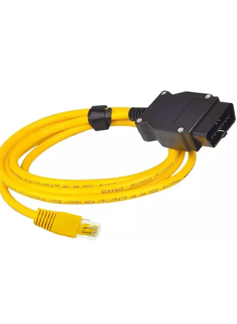 ENET OBD2 Adaptor with Ethernet Rj45 Cable - works with I-COM, E-SYS, I-STA, Bootmod3, Bimmercode, MHD for BMW E/F/G Series  Toyota Supra MK5 Coding  Diagnostic (With Ethernet Cable) - Image 1