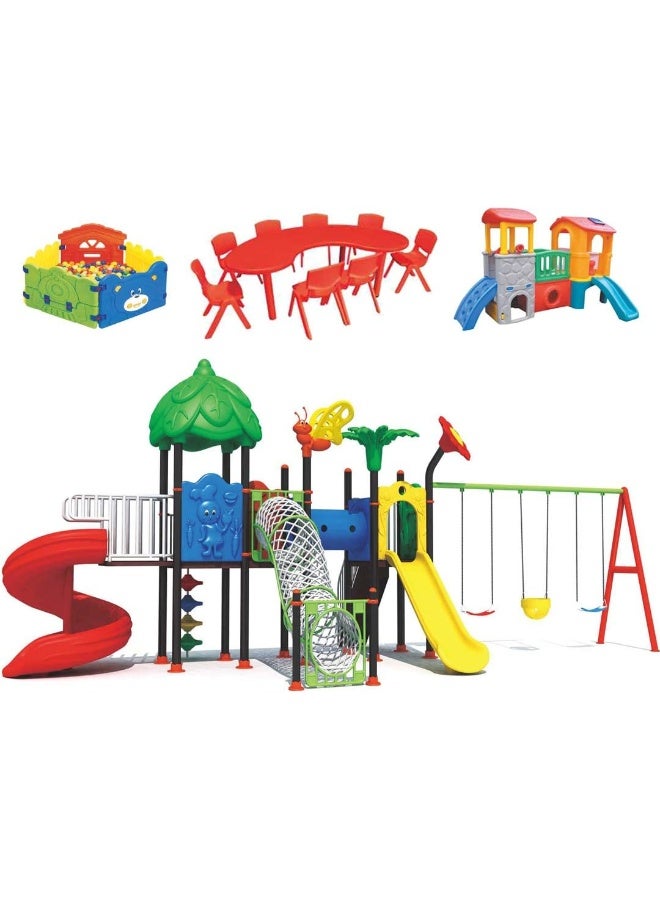 Rainbow Toys RBW TOYS Outdoor Games Set for Kids, Playset include Swing, Slide and More. Play-Ground Toys Area Size 900x470x360cm - Image 1