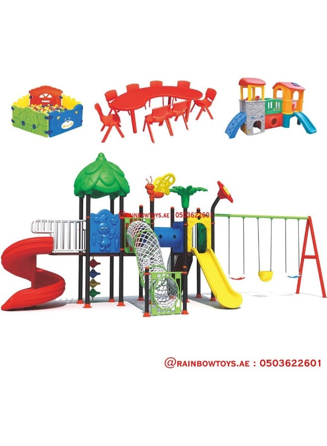 Rainbow Toys RBW TOYS Outdoor Games Set for Kids, Playset include Swing, Slide and More. Play-Ground Toys Area Size 900x470x360cm - Image 2