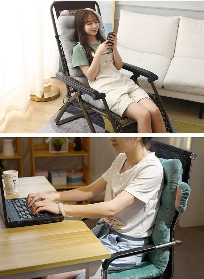 Reelyo Office Chair Cushion Thickened Plush Comfy Soft Breathable Seat Cushion with Lumbar Support Backrest Fixing Band Non-Slip Bottom Detachable Washable Cover 85x45cm Plush PP Cotton Comfortable for Desk Rocking Car Seat Home Use Everyday Use - Image 4