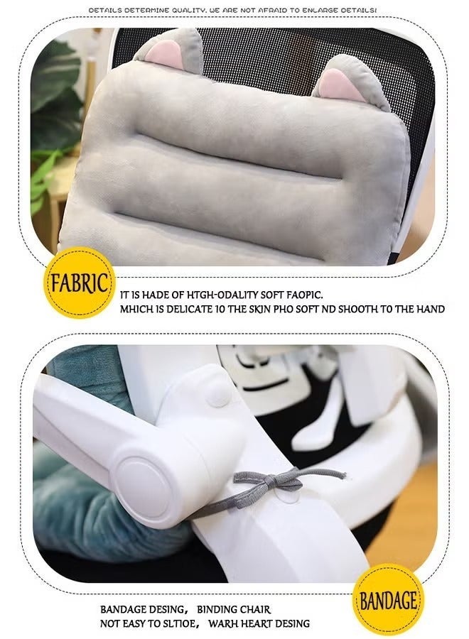 Reelyo Office Chair Cushion Thickened Plush Comfy Soft Breathable Seat Cushion with Lumbar Support Backrest Fixing Band Non-Slip Bottom Detachable Washable Cover 85x45cm Plush PP Cotton Comfortable for Desk Rocking Car Seat Home Use Everyday Use - Image 5