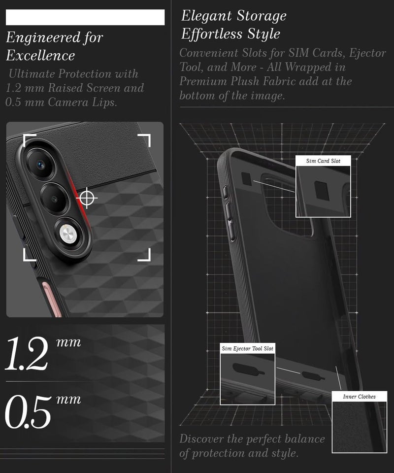 WOW IMAGINE Back Cover for Oppo K13x 5G with Hexa Cube Design | Ultra Slim Soft Rubberised Case | Inner Velvet Fabric | Matte Silicone Flexible Mobile Case | Camera Protection - Black - Image 4