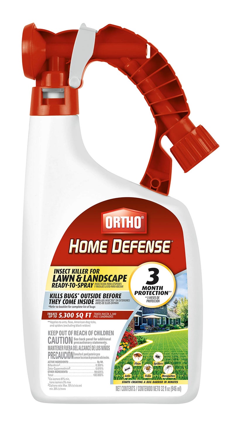 Ortho Home Defense Insect Killer for Lawn and Landscape Ready-To-Spray, Kills Ants, Ticks, Mosquitoes, Fleas & Spiders, Treats up to 5,300 sq. ft., 32 fl. oz. - Image 1
