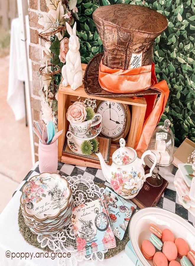 Talking Tables أطباق قابلة للتصرف من توكينغ تيبلز ترو أليس، 12 قطعة، 7.3 بوصة لحفلة الشاي أو عيد الميلاد، وردي - Image 5